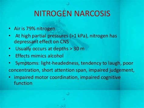 symptoms of nitrogen narcosis are similar to quizlet